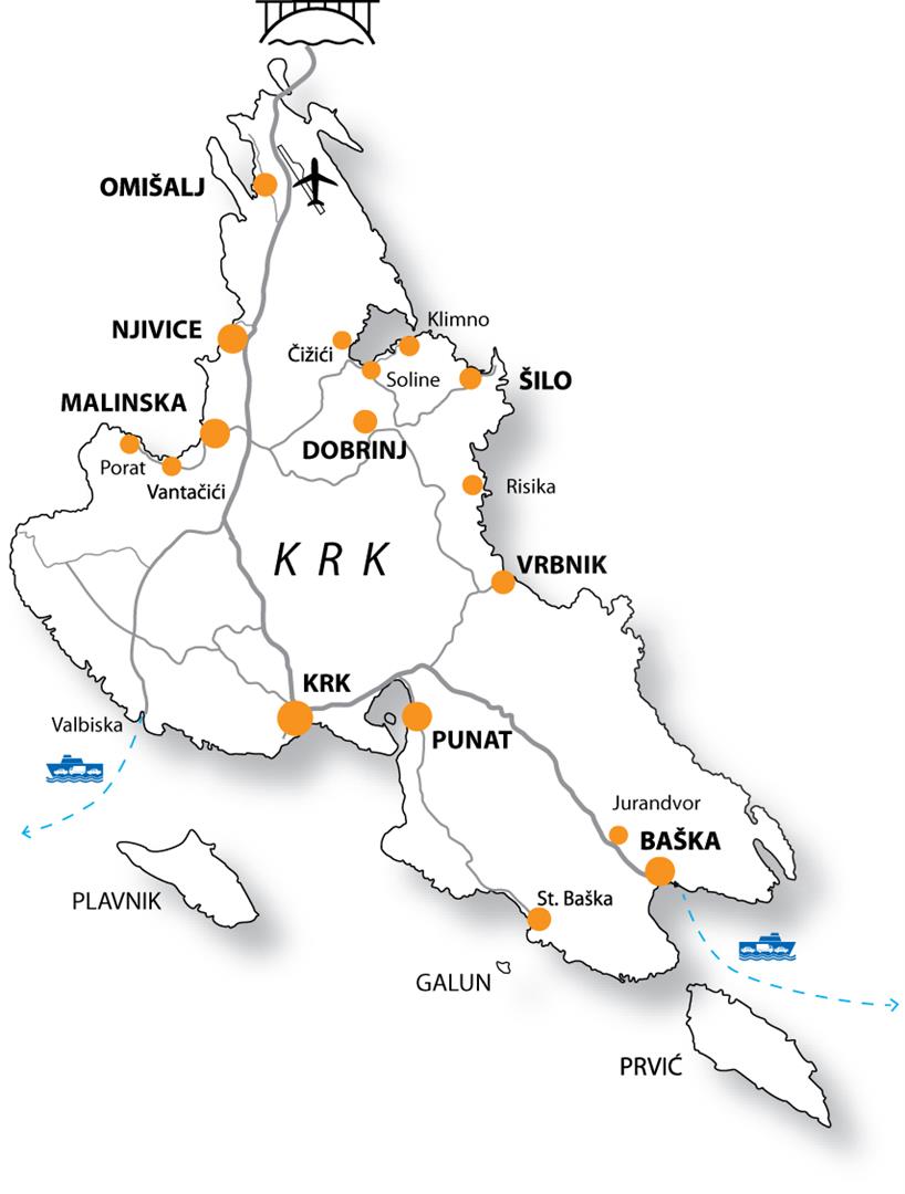 Карта острова Крк